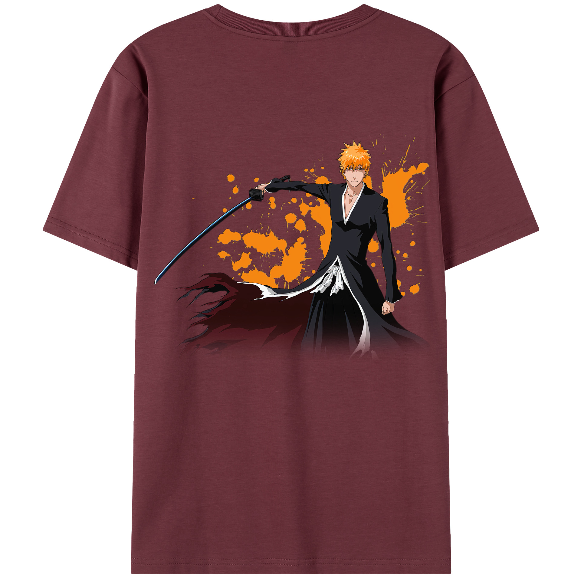 （画像用） ブリーチ 黒崎一護（くろさき いちご）BLEACH Kurosaki Ichigo 綿100％半袖Tシャツ（背面プリント）